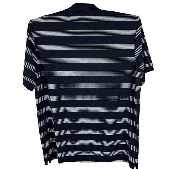 Chaps Mens Size XL Stay-Dry Navy Striped Polo Shirt - Picture 7 of 7